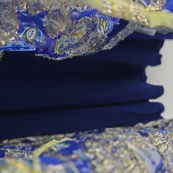 Miss june blue royal dress with gold metalic - Picture 4 of 12